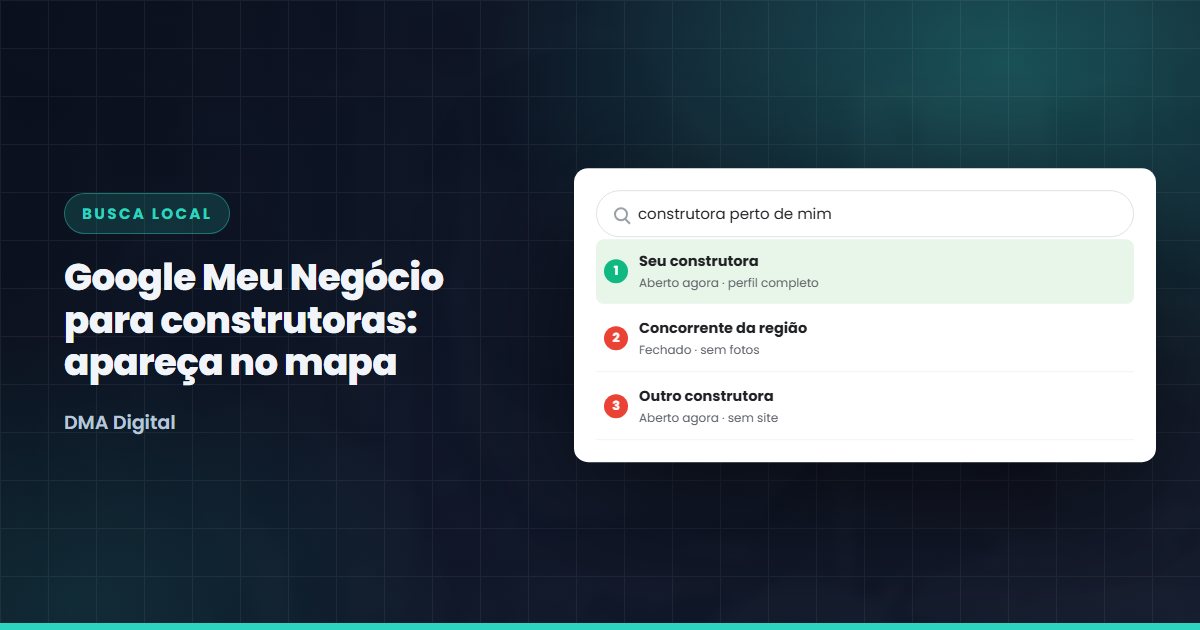Resultado de busca no Google Maps com construtoras em cidade brasileira, visão mobile