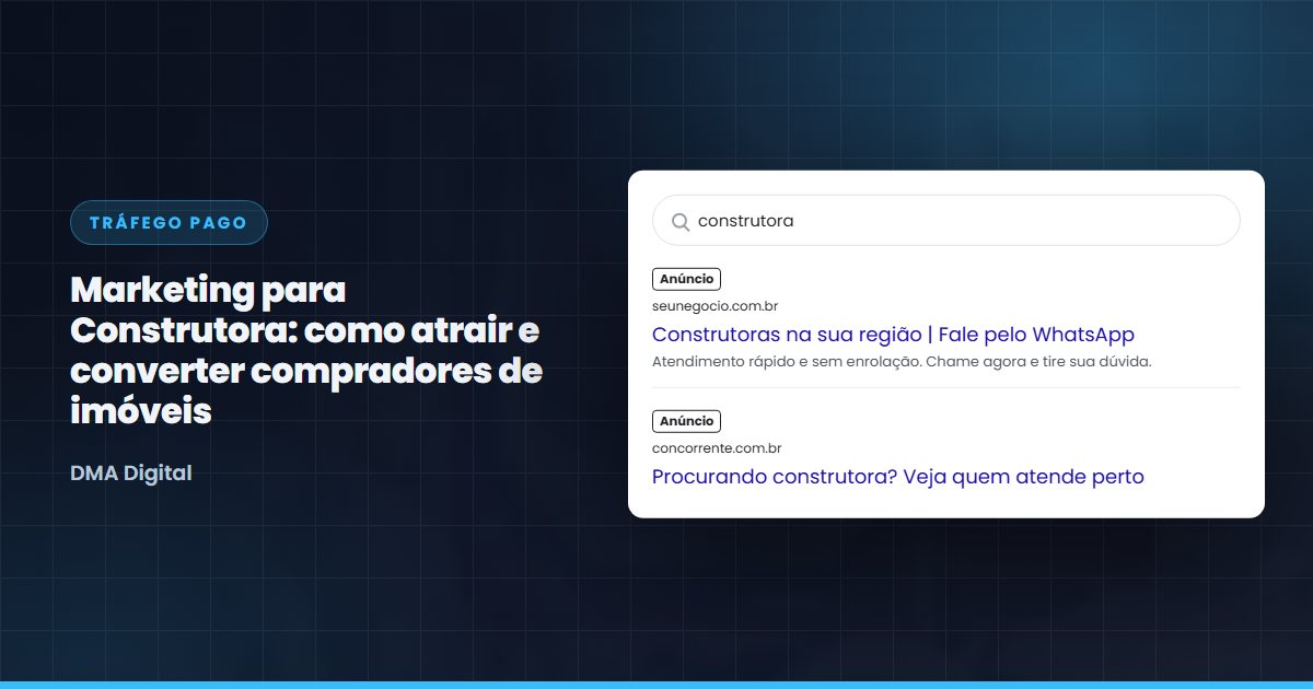 Busca do Google com anúncios de construtoras