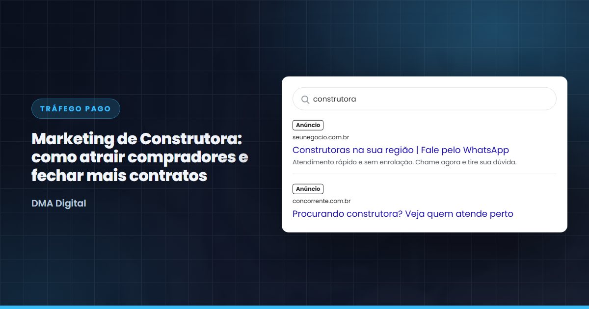 Busca do Google com anúncios de construtoras