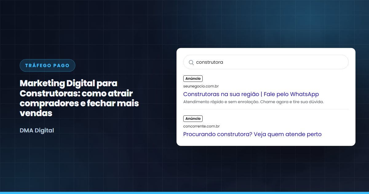 Busca do Google com anúncios de construtoras