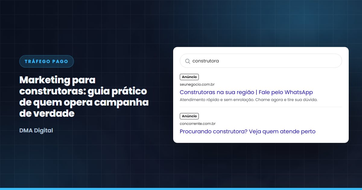 Busca do Google com anúncios de construtoras