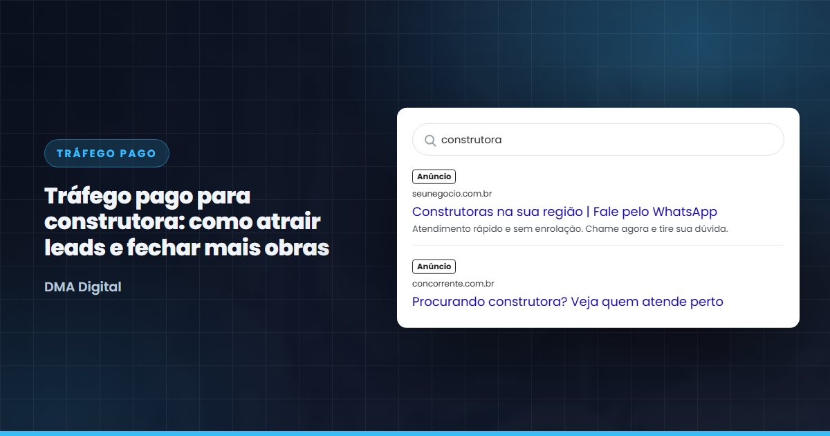 Busca do Google com anúncios de construtoras